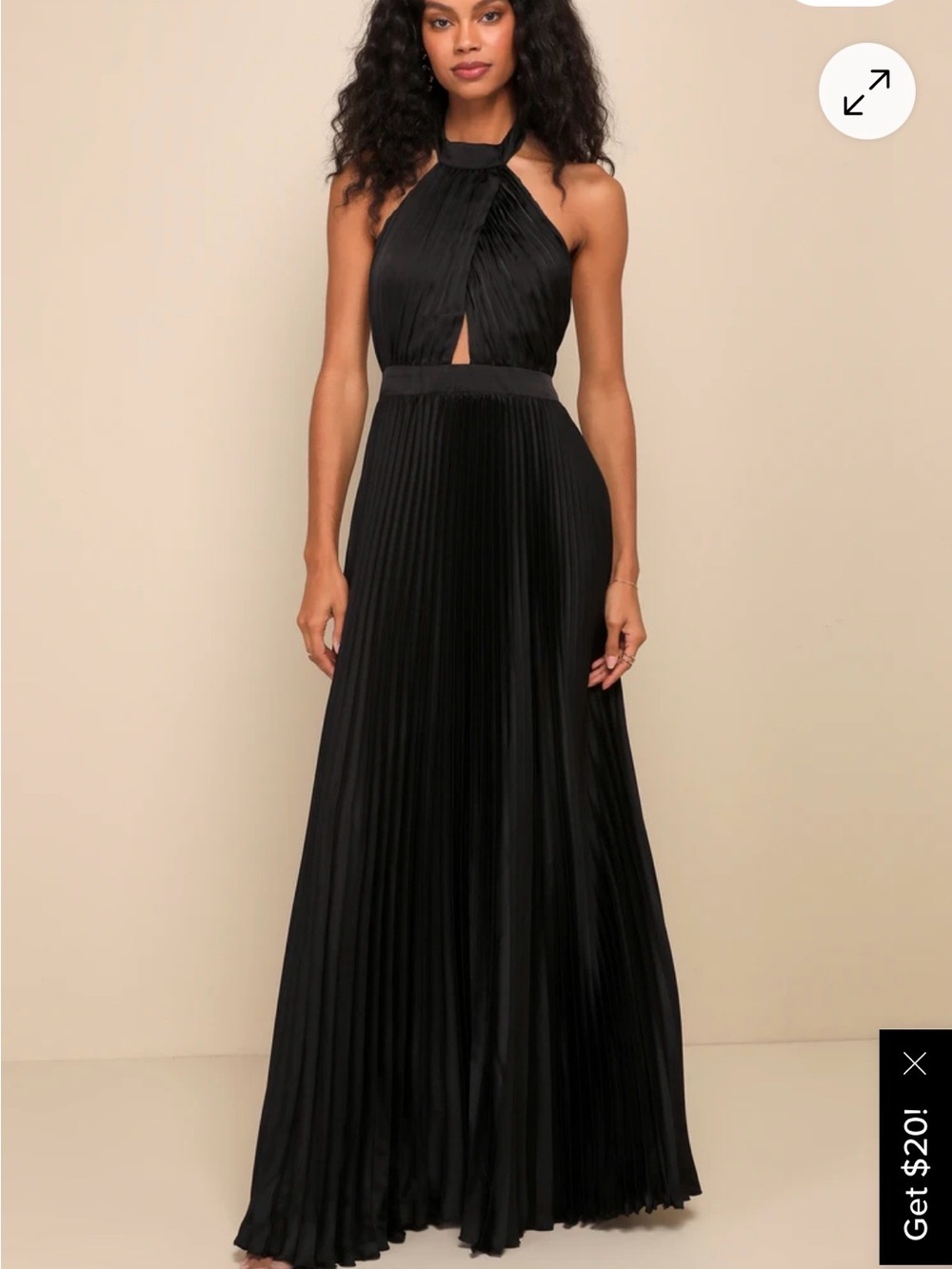 Lulus Black Halter Pleated Maxi Dress